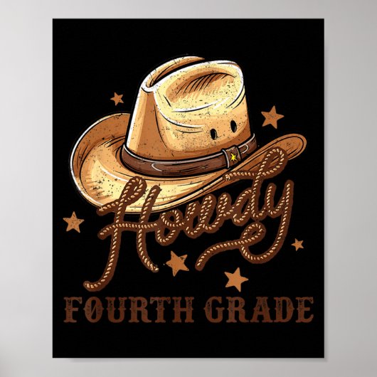 4th Grade Teacher Rodeo Country Western Howdy Four Poster (Voorkant)