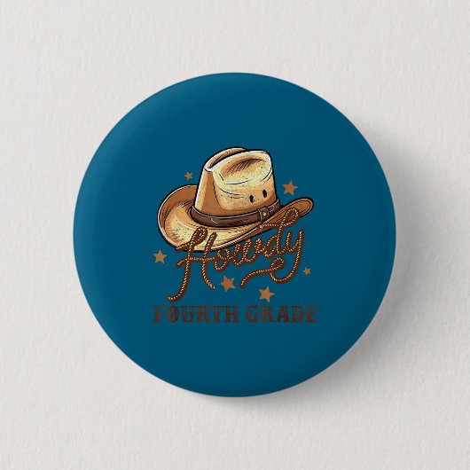 4th Grade Teacher Rodeo Country Western Howdy Four Ronde Button 5,7 Cm (Voorkant)