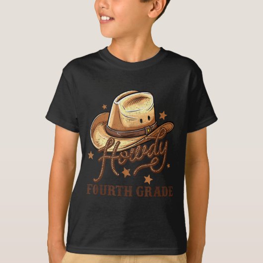 4th Grade Teacher Rodeo Country Western Howdy Four T-shirt (Voorkant)