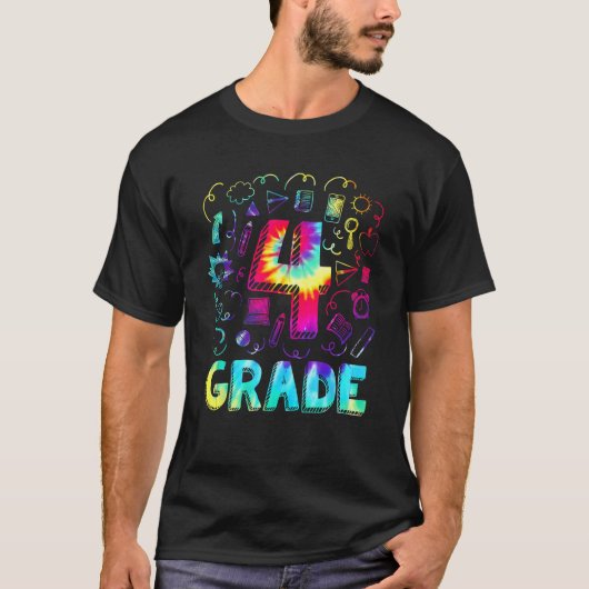 4th Grade Tie Dye Back To School Student Teacher B T-shirt (Voorkant)