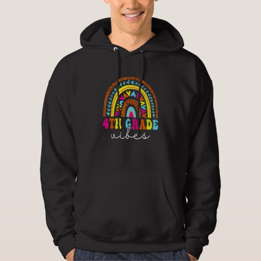 4th Grade Vibes Back To School Rainbow Teachers Ki Hoodie (Voorkant)