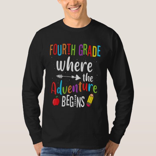 4th Grade Where The Adventure Begins Back to Schoo T-shirt (Voorkant)