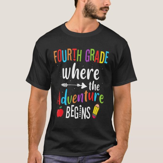 4th Grade Where The Adventure Begins Back to Schoo T-shirt (Voorkant)