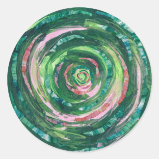 4th-Heart Chakra Groen-Roze Kunstwerk #2 Ronde Sticker