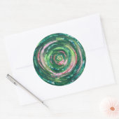 4th-Heart Chakra Groen-Roze Kunstwerk #2 Ronde Sticker (Envelop)