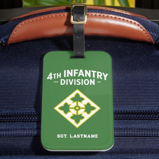 4th Infantry "Ivy" Division Bagagelabel (Voorkant Insitu 2)