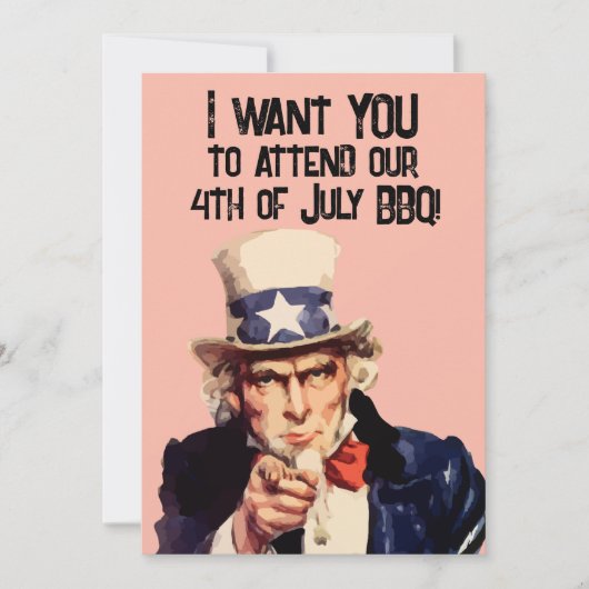 4TH JULI BBQ OOM ZELFDE FEESTUITNODIGINGEN KAART (Voorkant)