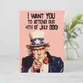 4TH JULI BBQ OOM ZELFDE FEESTUITNODIGINGEN KAART (Staand voorkant)