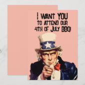 4TH JULI BBQ OOM ZELFDE FEESTUITNODIGINGEN KAART (Voorkant / Achterkant)