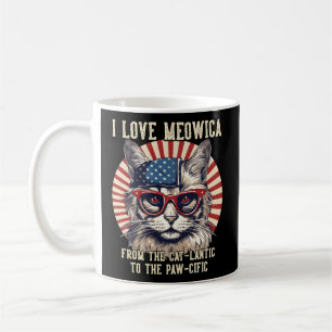 4th juli kat ik hou van meowica patriottische kat koffiemok