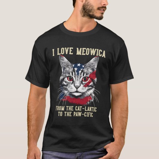 4th juli kat liefhebber ik hou van meowica patriot t-shirt (Voorkant)