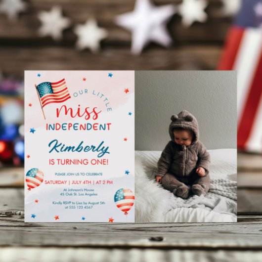 4th Juli Little Miss Onafhankelijke Verjaardag Fot Kaart