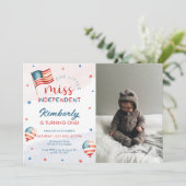 4th Juli Little Miss Onafhankelijke Verjaardag Fot Kaart (Staand voorkant)