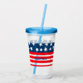 4th juli onafhankelijkheidsdag voeg naamtekst Amer Acryl Drinkbeker (Achterkant)