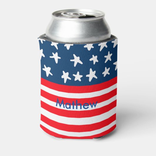 4th juli onafhankelijkheidsdag voeg naamtekst Amer Blikjeskoeler (Blikje Achterkant)
