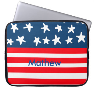 4th juli onafhankelijkheidsdag voeg naamtekst Amer Laptop Sleeve