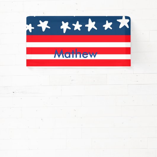 4th juli onafhankelijkheidsdag voeg naamtekst Amer Spandoek (Insitu)