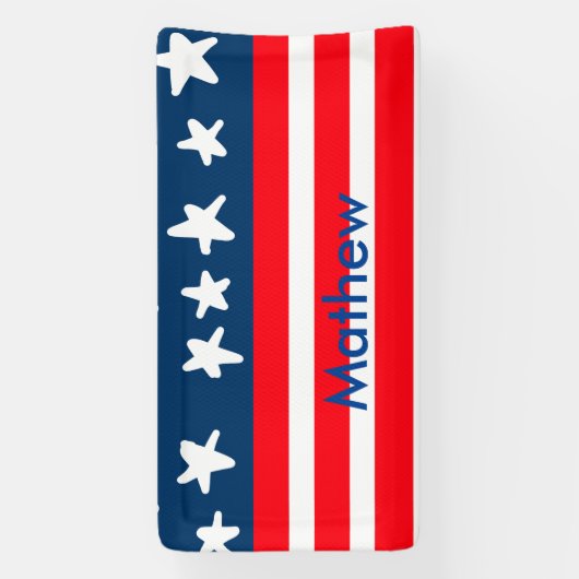 4th juli onafhankelijkheidsdag voeg naamtekst Amer Spandoek (Verticaal)