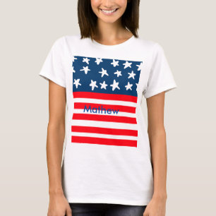4th juli onafhankelijkheidsdag voeg naamtekst Amer T-shirt