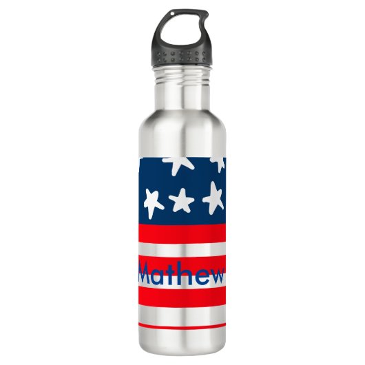 4th juli onafhankelijkheidsdag voeg naamtekst Amer Waterfles (Voorkant)