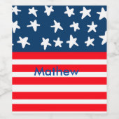 4th juli onafhankelijkheidsdag voeg naamtekst Amer Wijn Etiket (Enkel label)