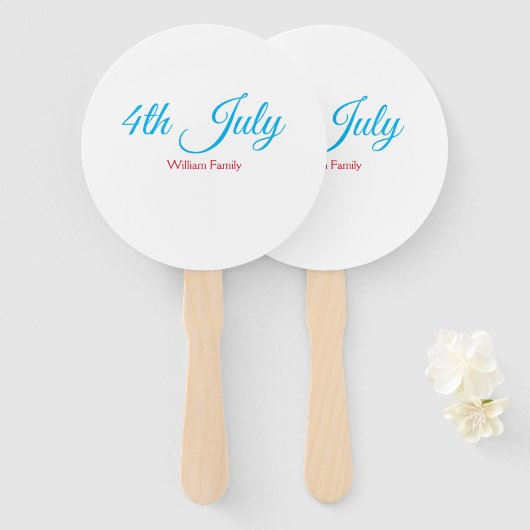 4th Juli onafhankelijkheidsdag voeg naamtekst toe  Handwaaier (Voorkant en achterkant)