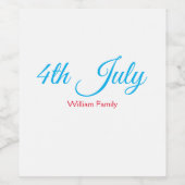4th Juli onafhankelijkheidsdag voeg naamtekst toe  Wijn Etiket (Enkel label)