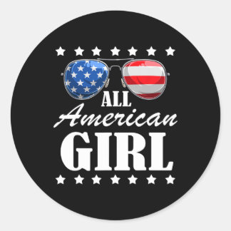 4th July America Independence Day Patriot Usa Wome Ronde Sticker