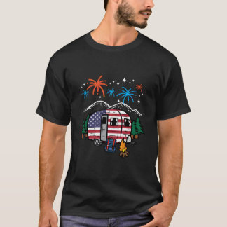 4Th July Camper Van Us Flag Patriotic Camg T-shirt