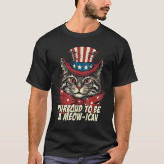 4th July Cat Lover, Purroud To Be A Meow-ican, Ame T-shirt