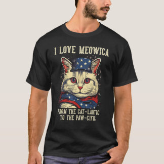 4th July Cat Mom I Love Meowica Patriotic Cat Wome T-shirt
