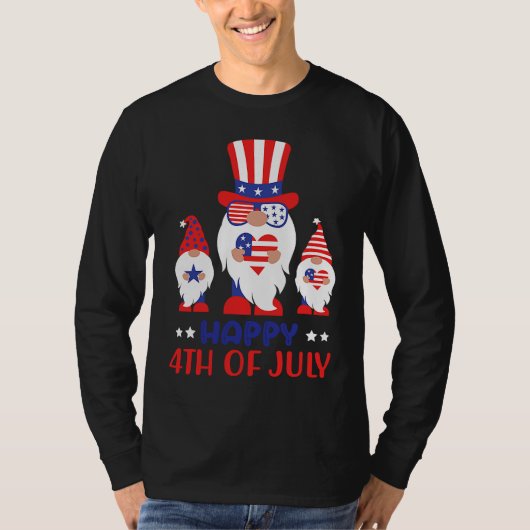 4th July Gnome Happy 4th July US flag T-shirt (Voorkant)
