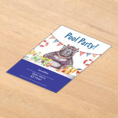 4th July Pool Party with Hippo in Bikini  Acryl Uitnodigingen (Laagn)