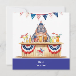 4th July Pool Party with Hippo in Bikini  Save The Date