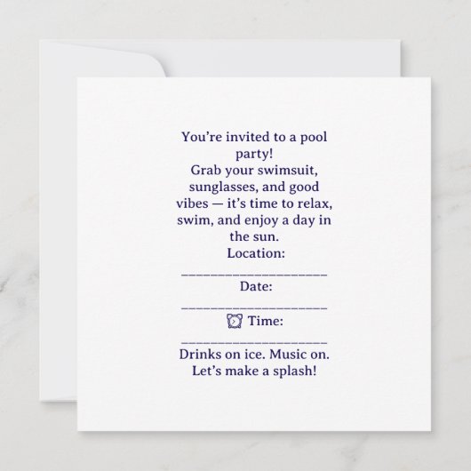 4th July Pool Party with Hippo in Bikini  Save The Date (Achterkant)