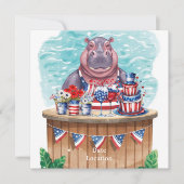 4th July Pool Party with Hippo in Bikini  Save The Date (Voorkant)