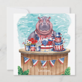4th July Pool Party with Hippo in Bikini  Save The Date