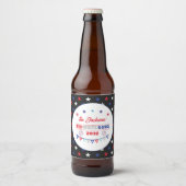 4th july Red white and BBQ family name patriotic Bier Etiket (Voorkant)