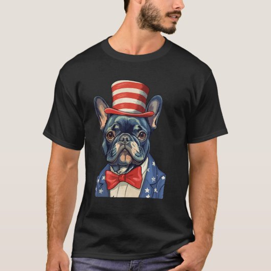 4th July US Flag Patriotic Designs French Bulldog T-shirt (Voorkant)