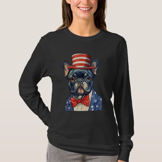 4th July US Flag Patriotic Designs  French Bulldog T-shirt (Voorkant)