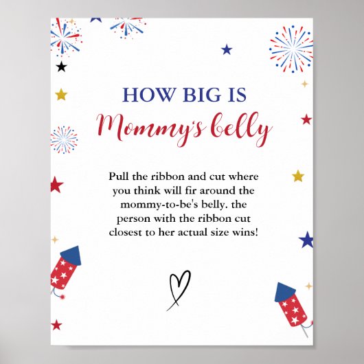 4th of How Big is mama's buik Baby shower Game Poster (Voorkant)