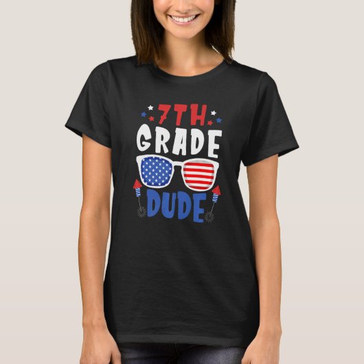 4th of juli 7th Grade Dude terug naar school peute T-shirt (Voorkant)