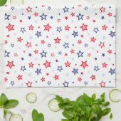 4th of juli Blauwe & Rode Patriottische Sterren Theedoek (Gevouwen)