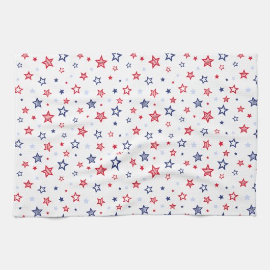 4th of juli Blauwe & Rode Patriottische Sterren Theedoek (Horizontaal)