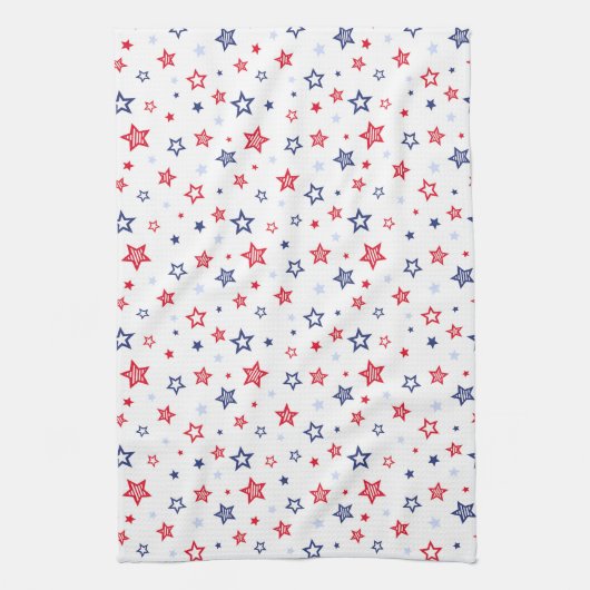 4th of juli Blauwe & Rode Patriottische Sterren Theedoek (Verticaal)