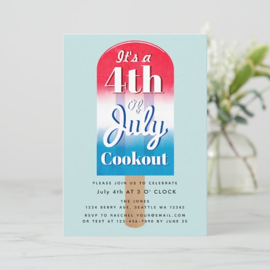 4th of Juli Popsicle Uitnodiging van de Raadplegin (Staand voorkant)