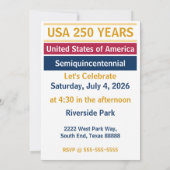 4th of July 2026 USA 250 Years Semiquincentennial  Kaart (Achterkant)