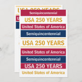 4th of July 2026 USA 250 Years Semiquincentennial  Kaart (Voorkant / Achterkant)