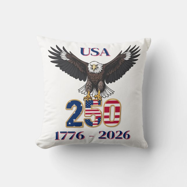4th of July 250 Years Anniversary USA Bald Eagle Kussen (Voorkant)