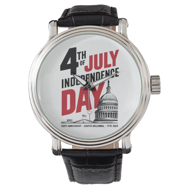 4th of July 250th Anniversary Independence Day Horloge (Voorkant)